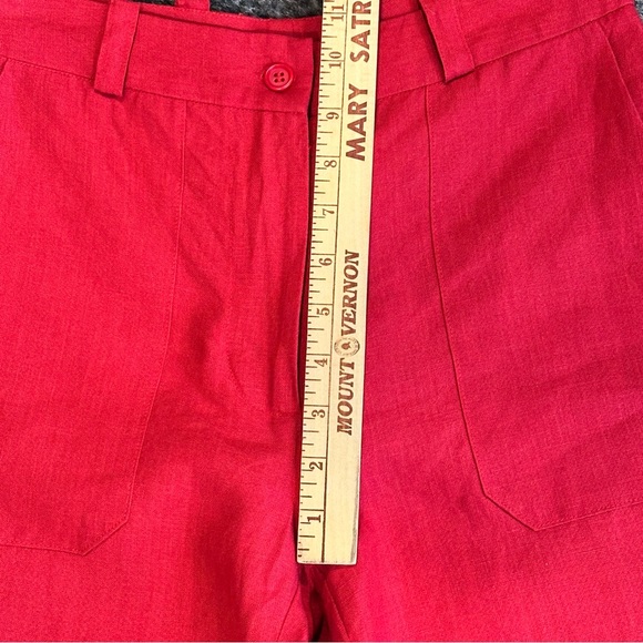 Vintage Libera Mente 100% Linen Wide-Leg Pants Size 0 Ankle Crop IT40 Red - Picture 11 of 15